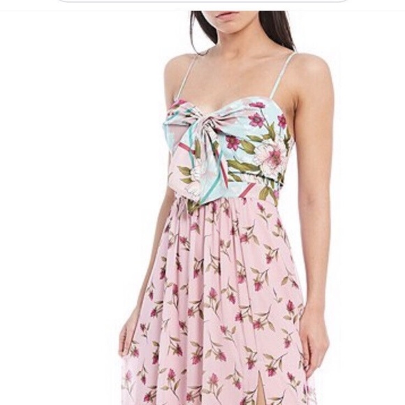 Badgley Mischka Dresses & Skirts - Belle Badgley Mischka Ollie Floral Sweetheart Neck Front Slit Maxi Dress NWT